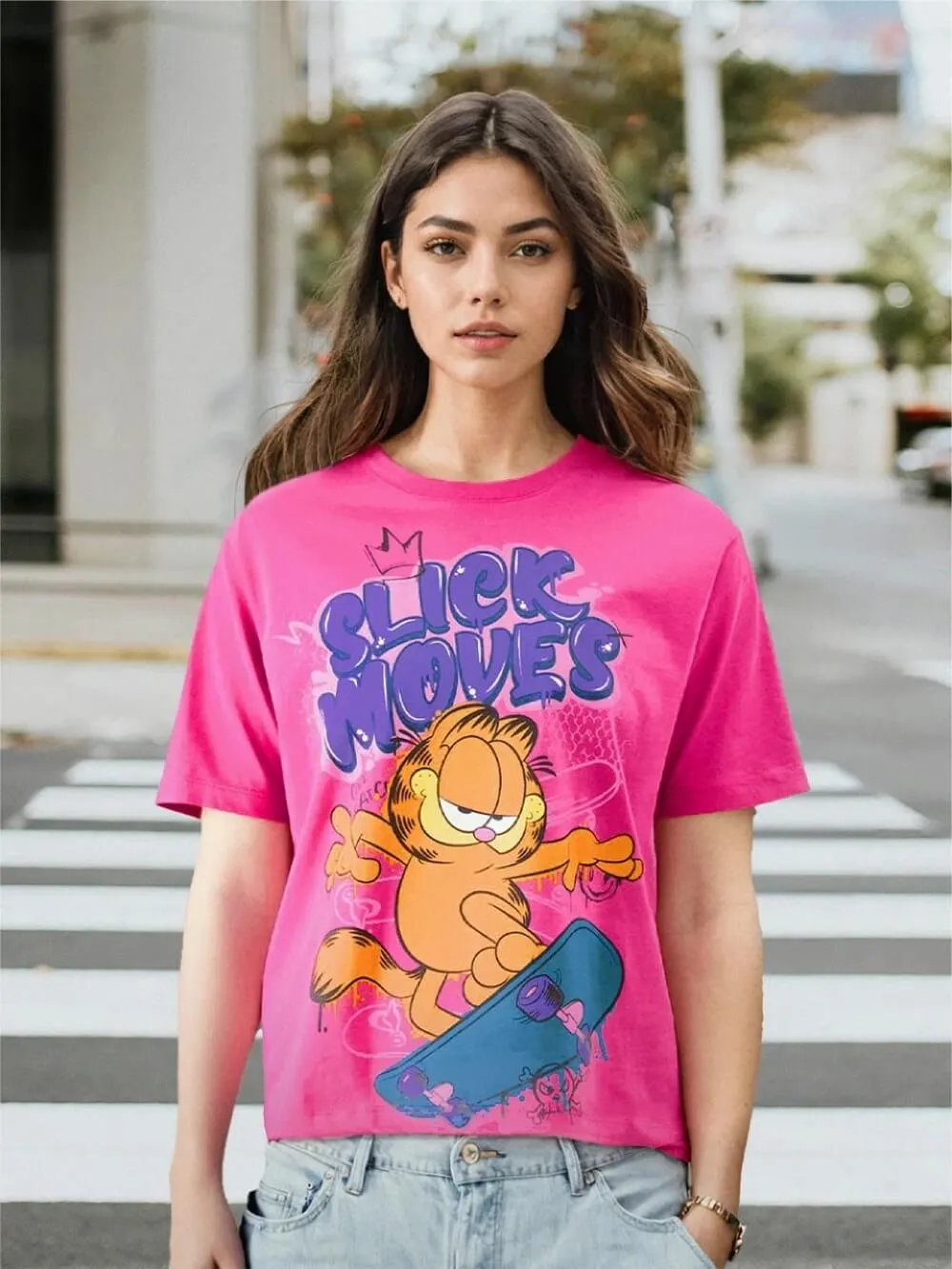 Garfield Slick Moves Printed Womens Drop Shoulder T-shirt Legacy Boutiques Dhaka
