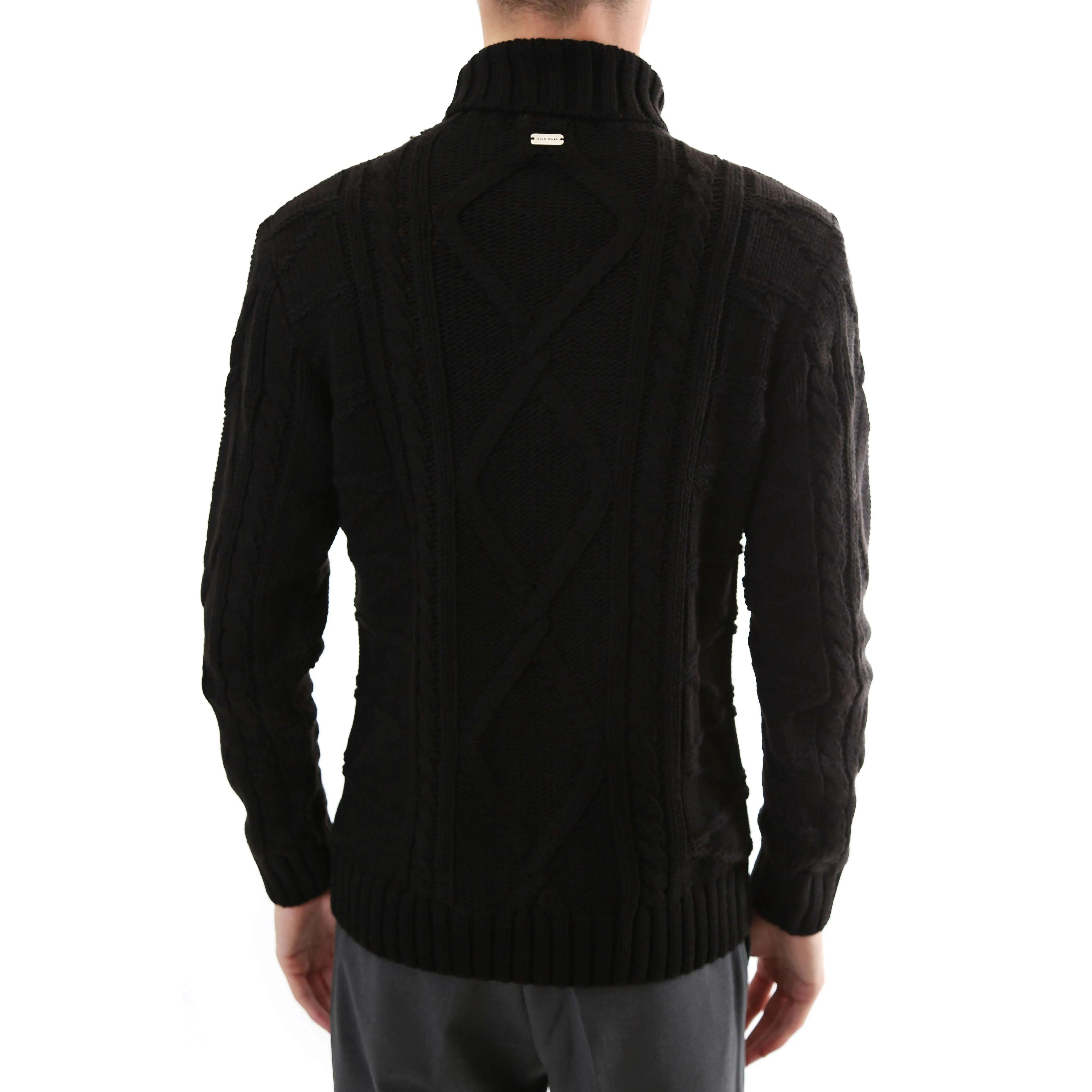 Gold Rush Uomo Maglia Pullover Intrecciato High Neck Black
