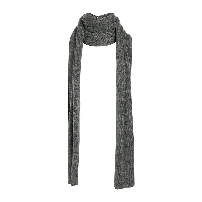 Grey Textured Knit Scarf
