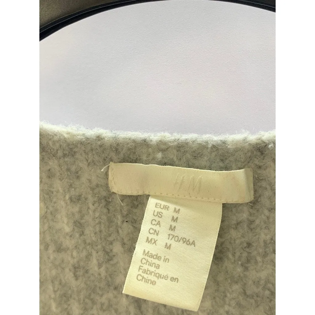 H&M Women's Gray V-Neck Rib Knit Pullover Sweater SZ M