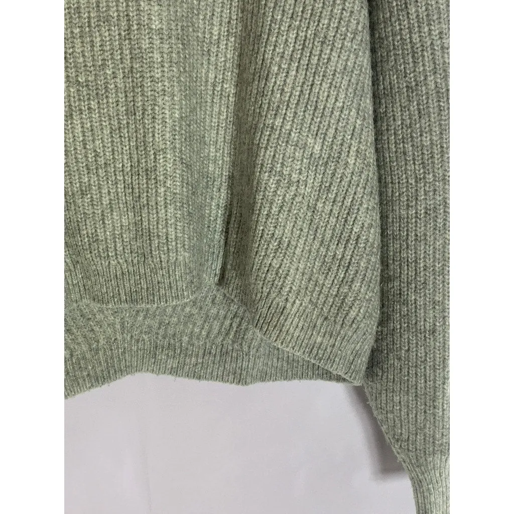 H&M Women's Gray V-Neck Rib Knit Pullover Sweater SZ M