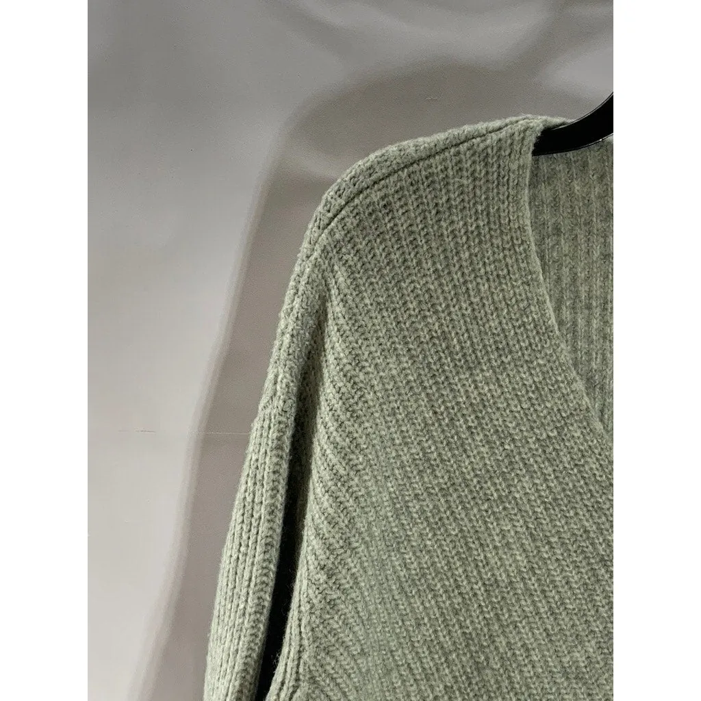 H&M Women's Gray V-Neck Rib Knit Pullover Sweater SZ M