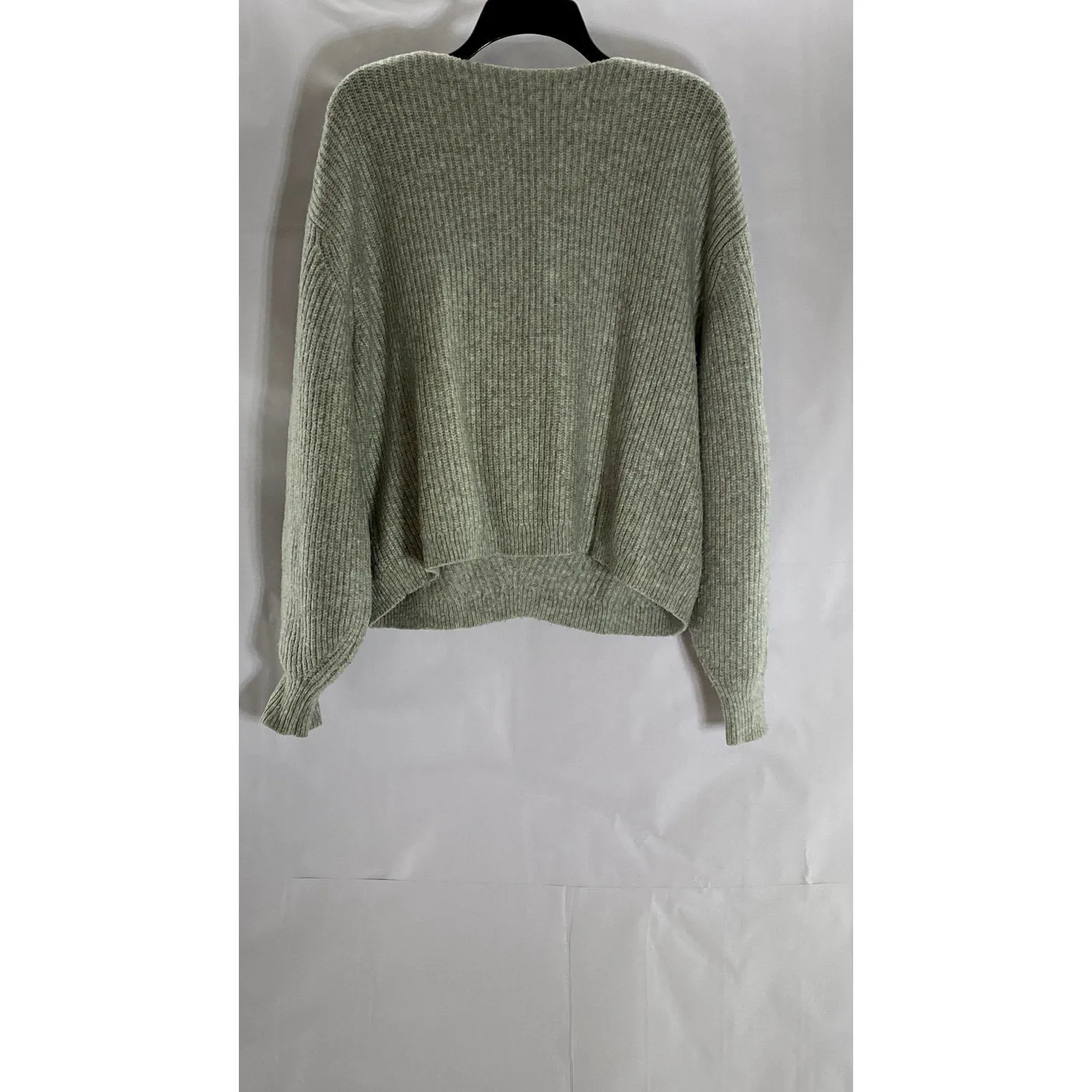 H&M Women's Gray V-Neck Rib Knit Pullover Sweater SZ M