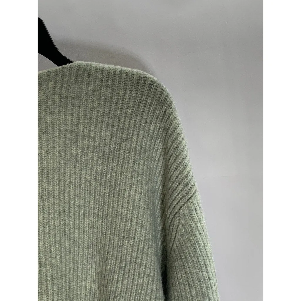 H&M Women's Gray V-Neck Rib Knit Pullover Sweater SZ M