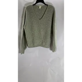 H&M Women's Gray V-Neck Rib Knit Pullover Sweater SZ M