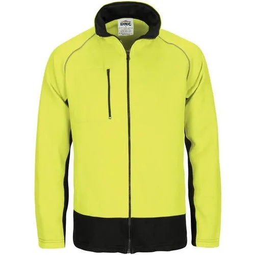 Hi Vis 2 ToneFull Zip Fleecy Sweat Shirt with two side zip pockets 3725