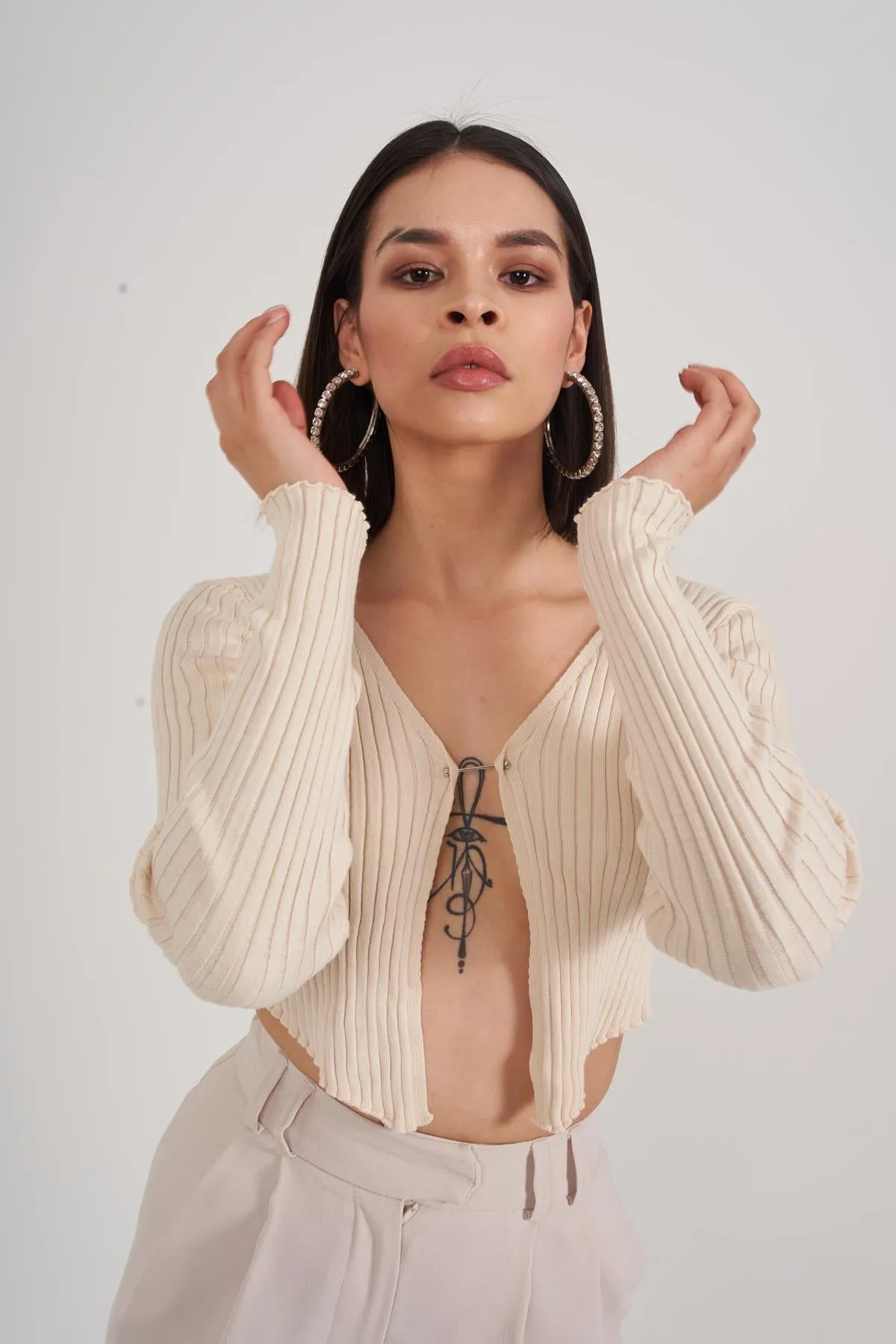 HLLY Women Odyssey Cardigan Beige - Nocera Inferiore