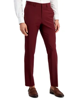 Hugo Boss Superflex Mens Modern Fit Dark Red Suit Dress Pants 34 x 32 Wool Blend