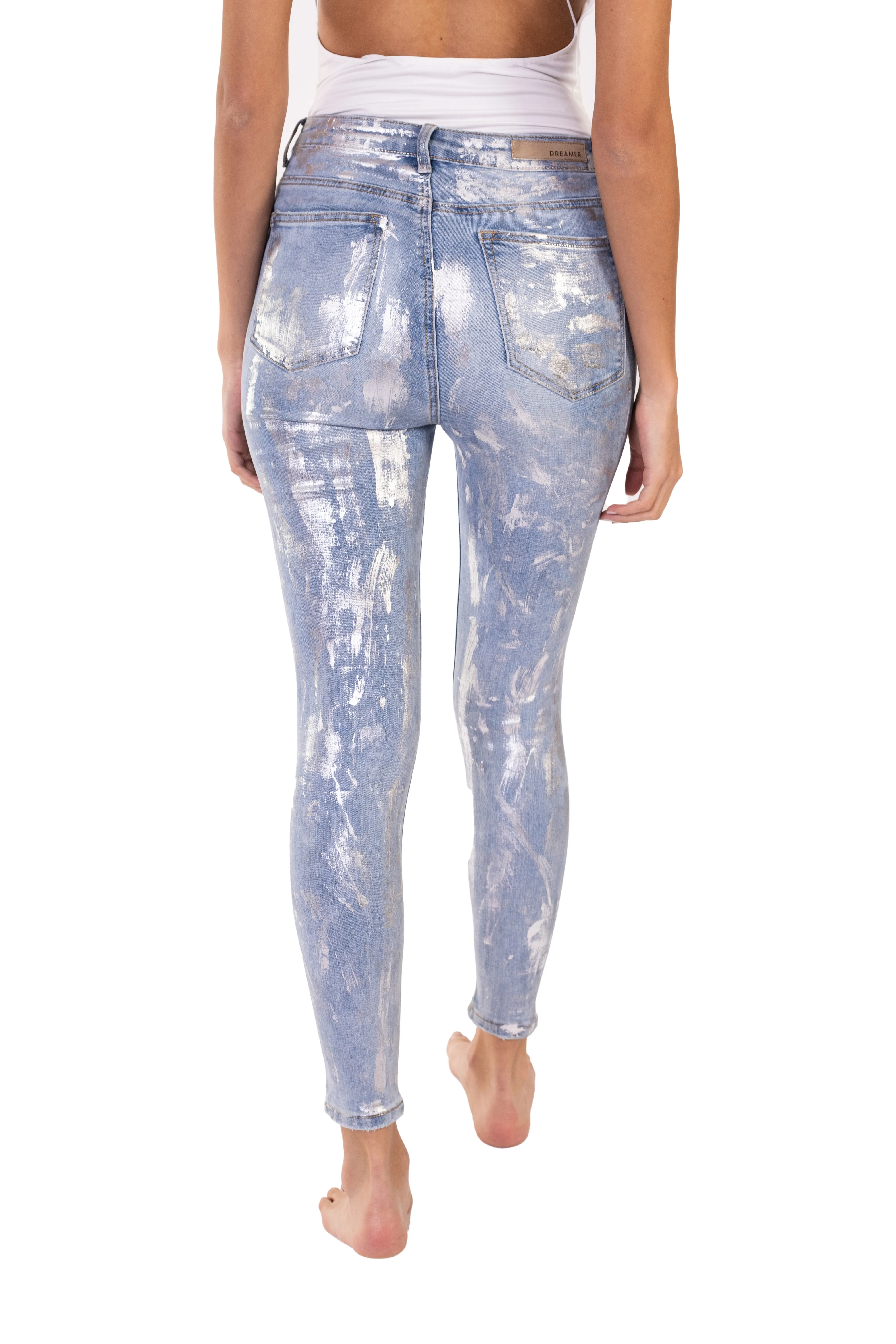 Jean High Waist efecto silver