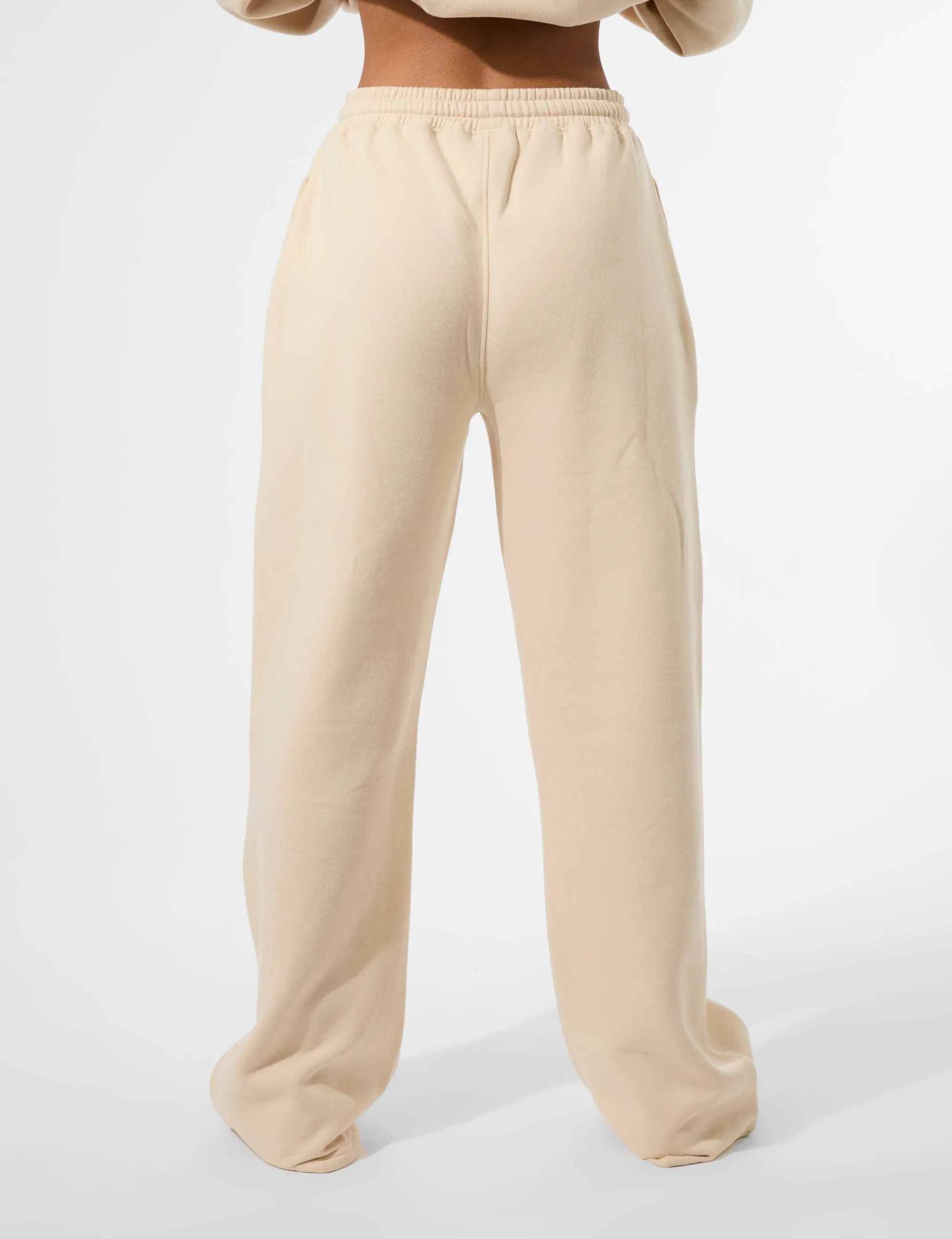 Kaiia Seam Detail Wide Leg Joggers Custard Cream