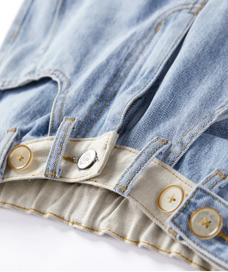 LEDDIN DESIGN BALLOON LEG BOYFRIEND JEANS IN VINTAGE WASH BLUE