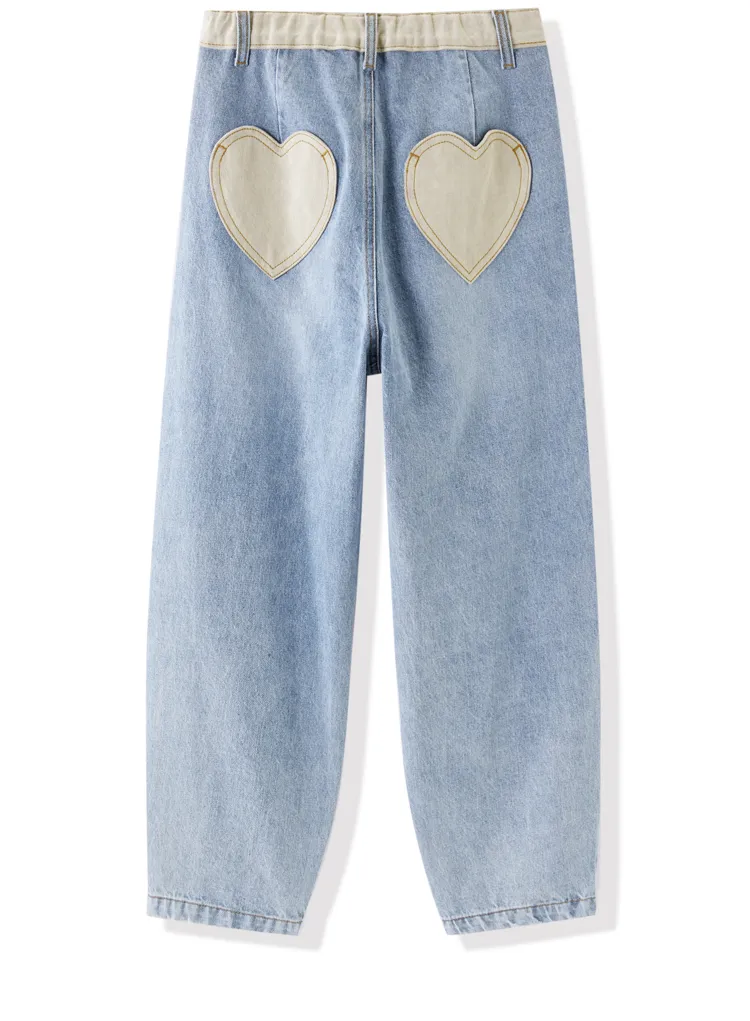 LEDDIN DESIGN BALLOON LEG BOYFRIEND JEANS IN VINTAGE WASH BLUE