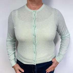 Lightweight Mint Green Cashmere Crew Neck Cardigan Large