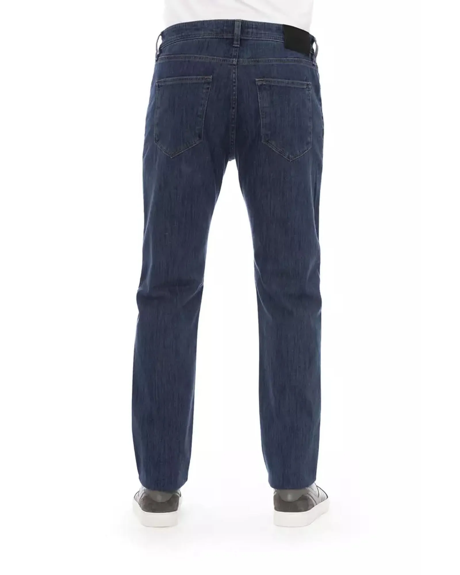 Logo Button Regular Man Jeans with Tricolor Insert and Contrast Stitching W34 US Men