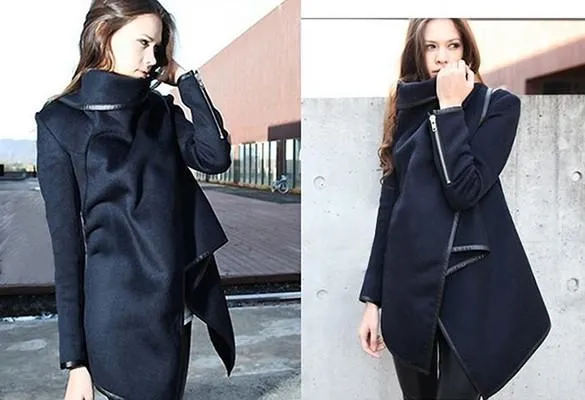 Long Irregular Thickening Woolen Overcoat