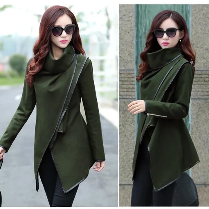 Long Irregular Thickening Woolen Overcoat