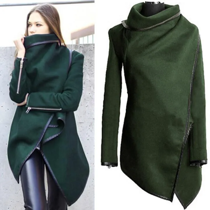 Long Irregular Thickening Woolen Overcoat