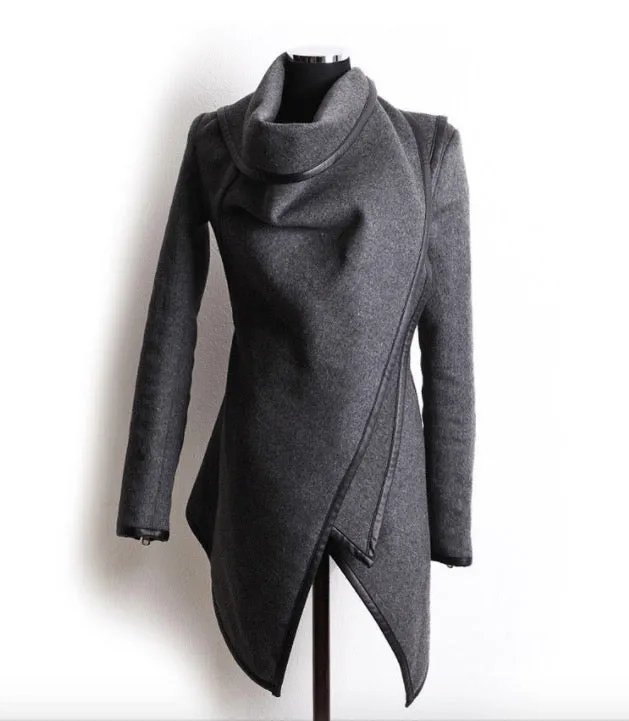 Long Irregular Thickening Woolen Overcoat