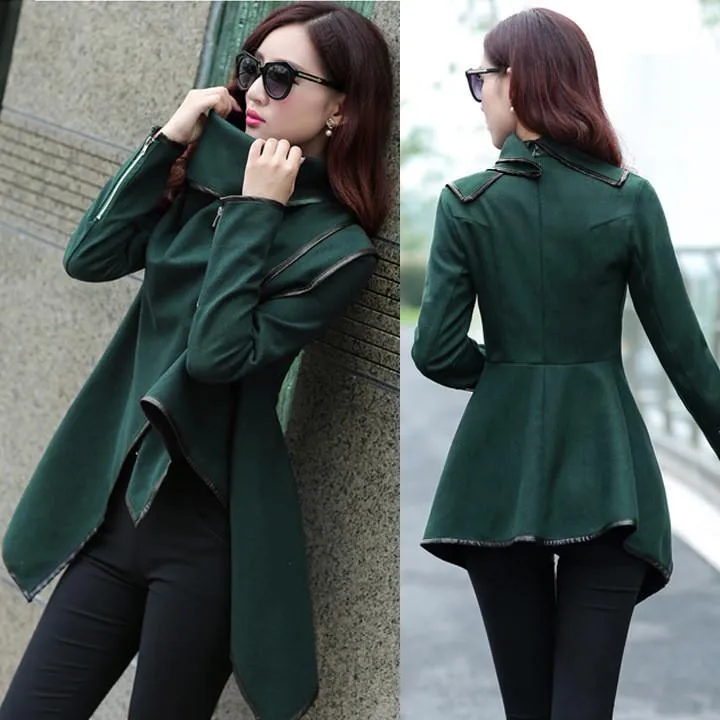 Long Irregular Thickening Woolen Overcoat