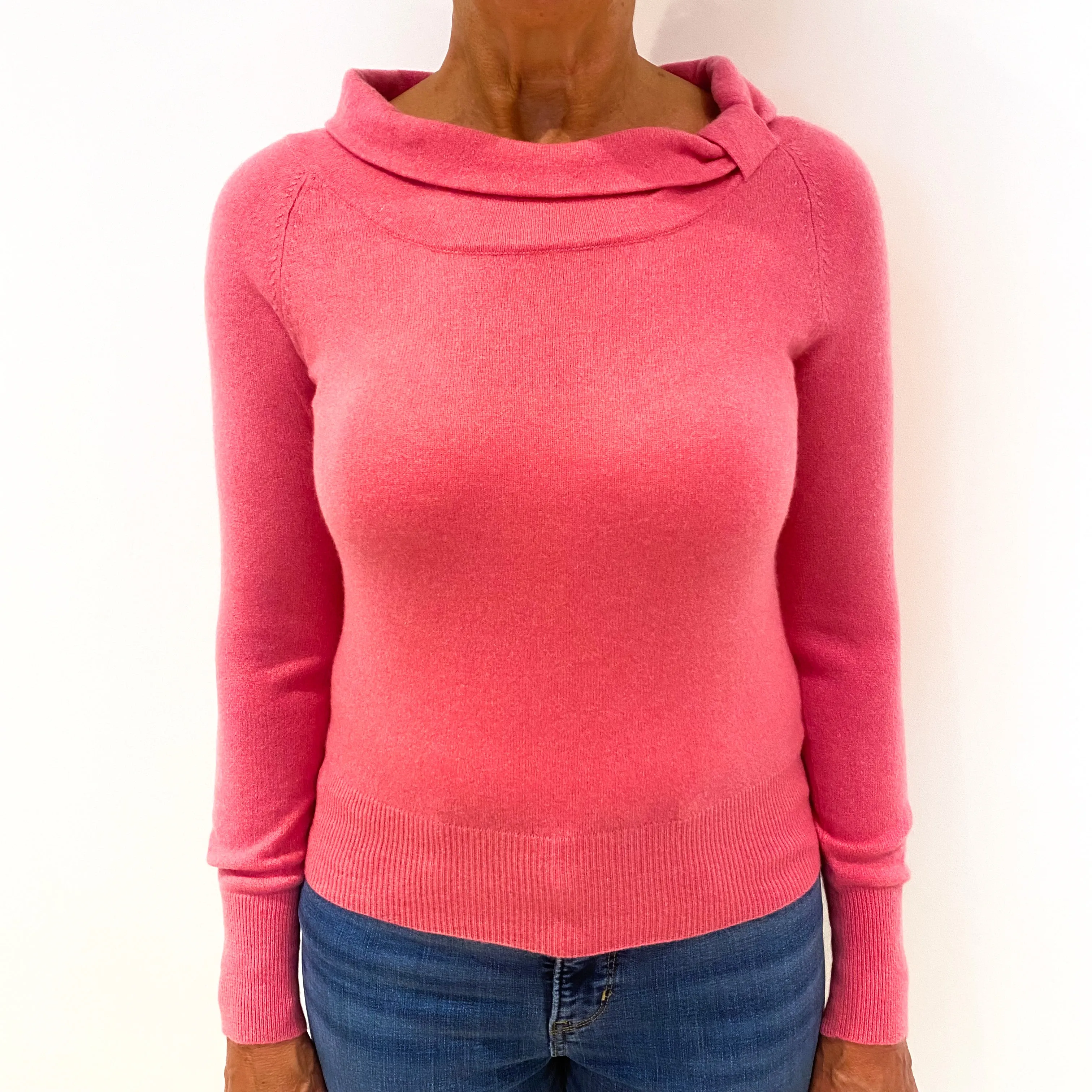 Lupin Pink Cashmere Crew Neck Jumper Medium