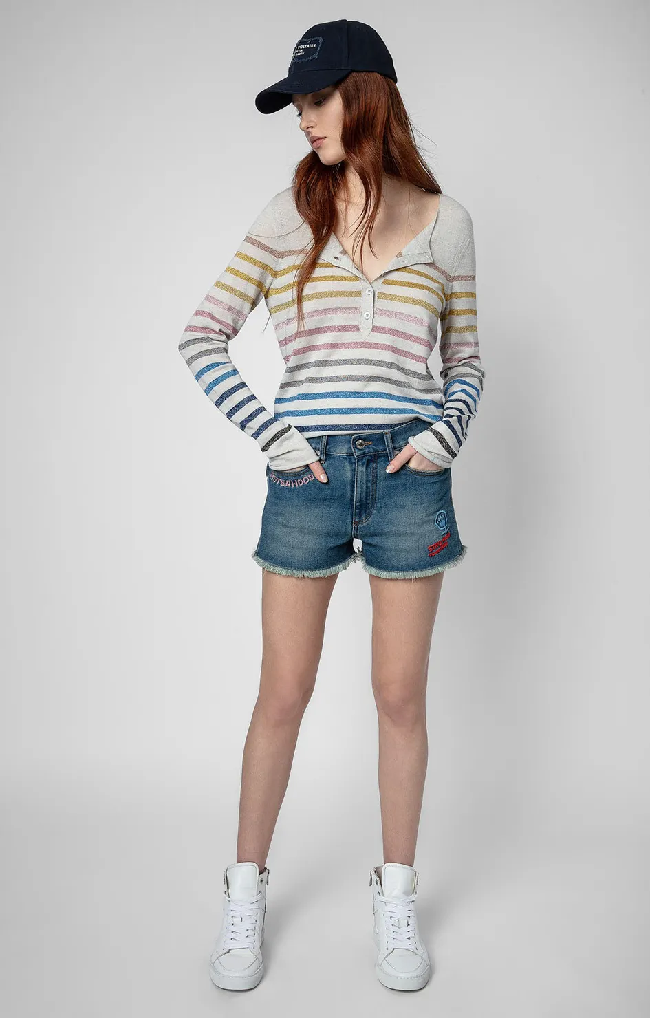 Lurex Hila Top - Gris Clair