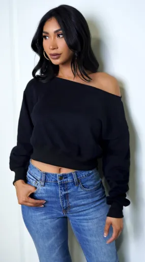 Lydi Off Shoulder Sweater Top - Black