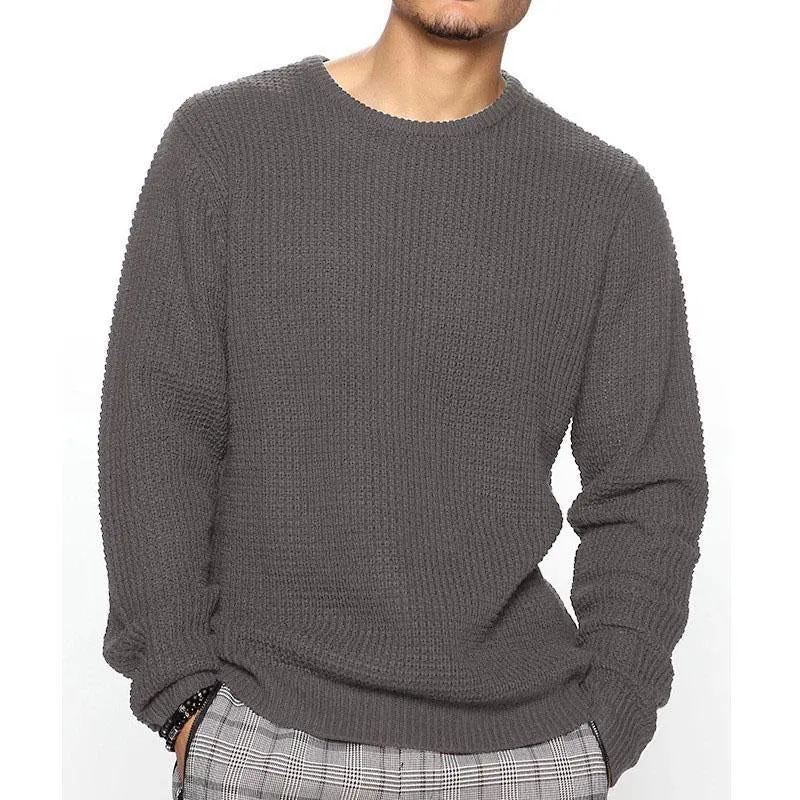 Men's Long Sleeve Round Neck Casual Loose Pullover Sweater 38472304M
