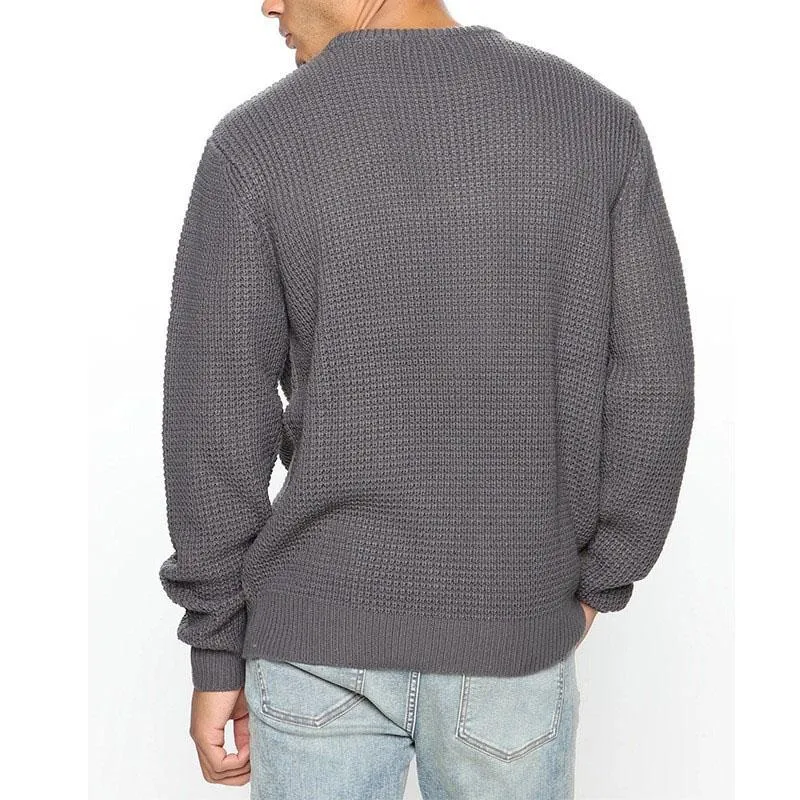 Men's Long Sleeve Round Neck Casual Loose Pullover Sweater 38472304M