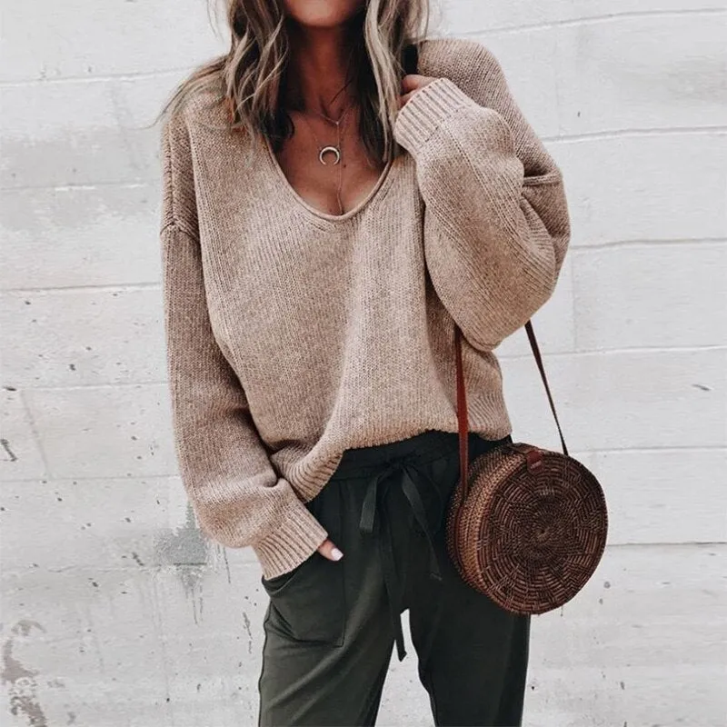 Merel Loose Sweater | Eleganter bequemer V-Ausschnitt Pullover für Frauen