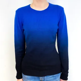 Navy and Blue Ombre Cashmere Crew Neck Jumper Extra Small