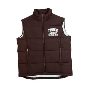 NIKE Track Athletic Water Repellent Smart Pocket System Brown Padded Puffer Gilet