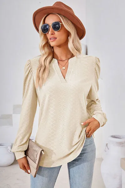 Notched Long Sleeve T-Shirt