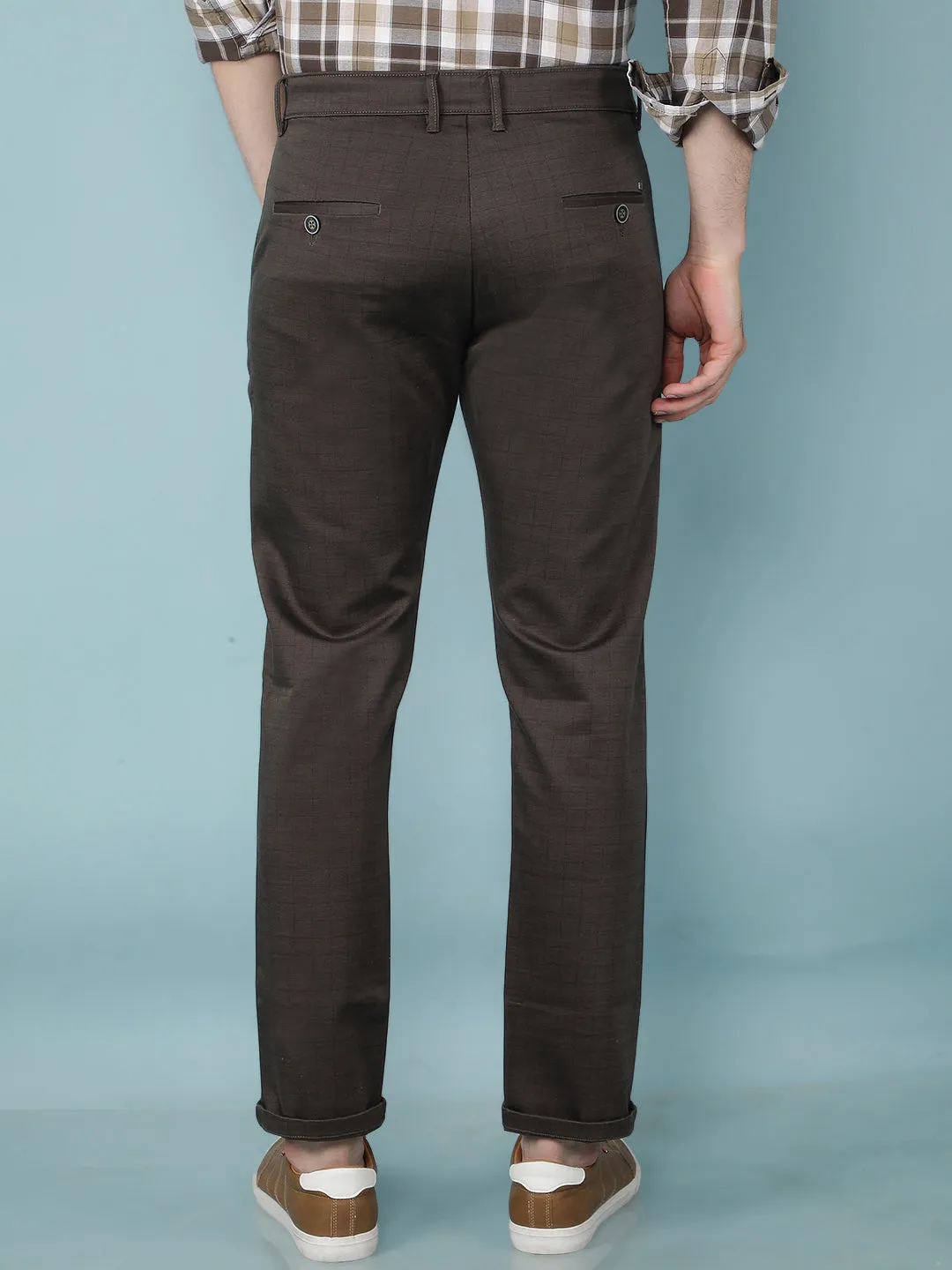 Olive Checkered Chinos Trousers
