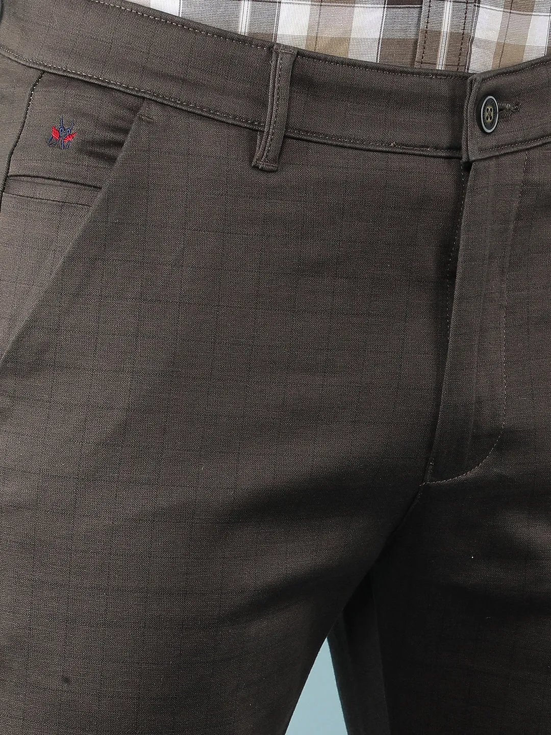 Olive Checkered Chinos Trousers