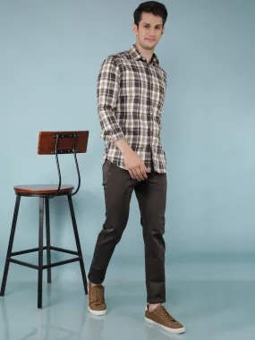 Olive Checkered Chinos Trousers