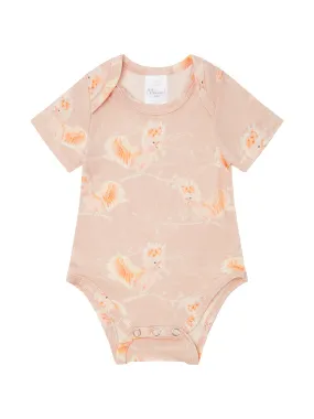 Organic Bodysuit in Pink Cockatoo