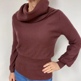 Patagonia Maroon Brown Cashmere Cowl Neck Jumper Medium