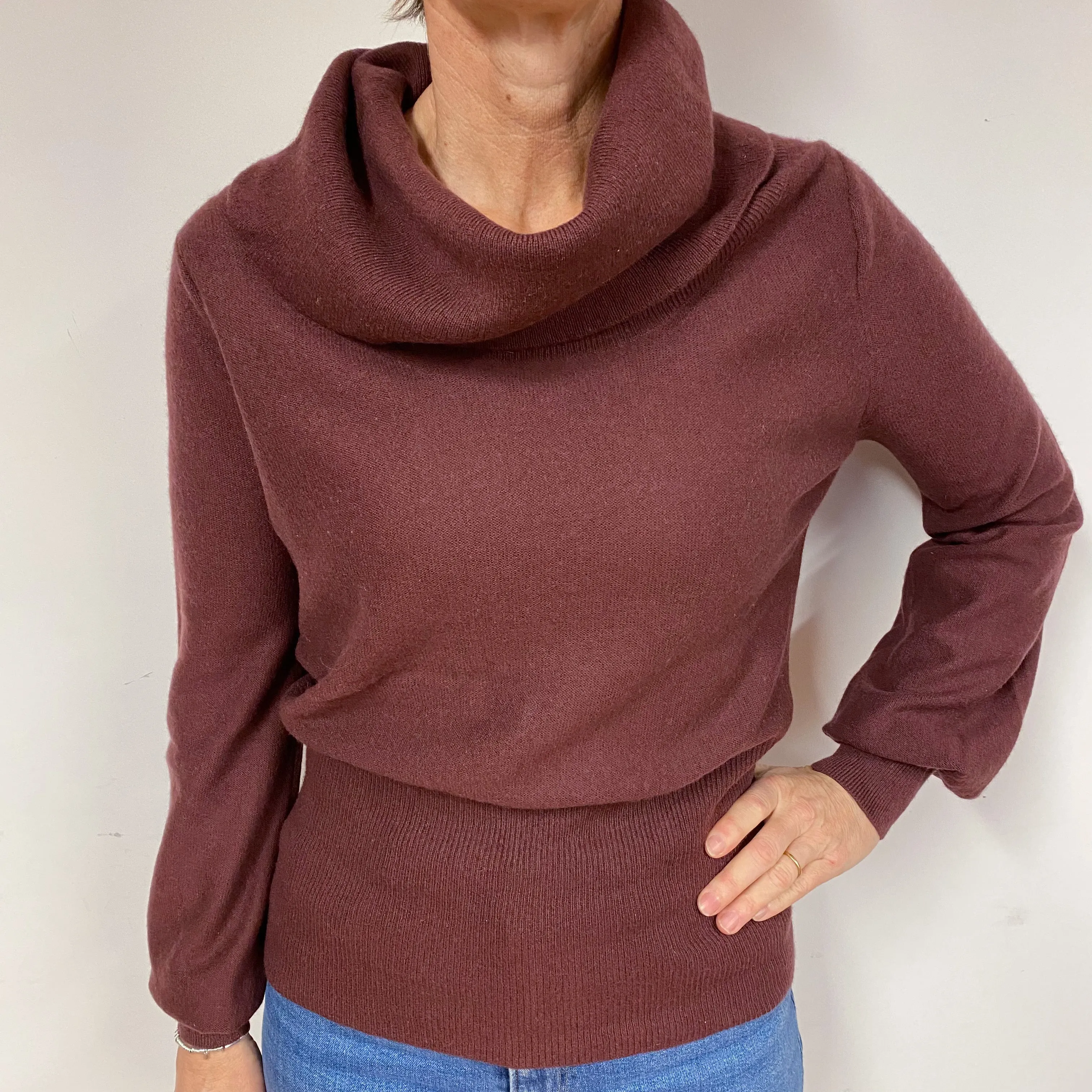 Patagonia Maroon Brown Cashmere Cowl Neck Jumper Medium