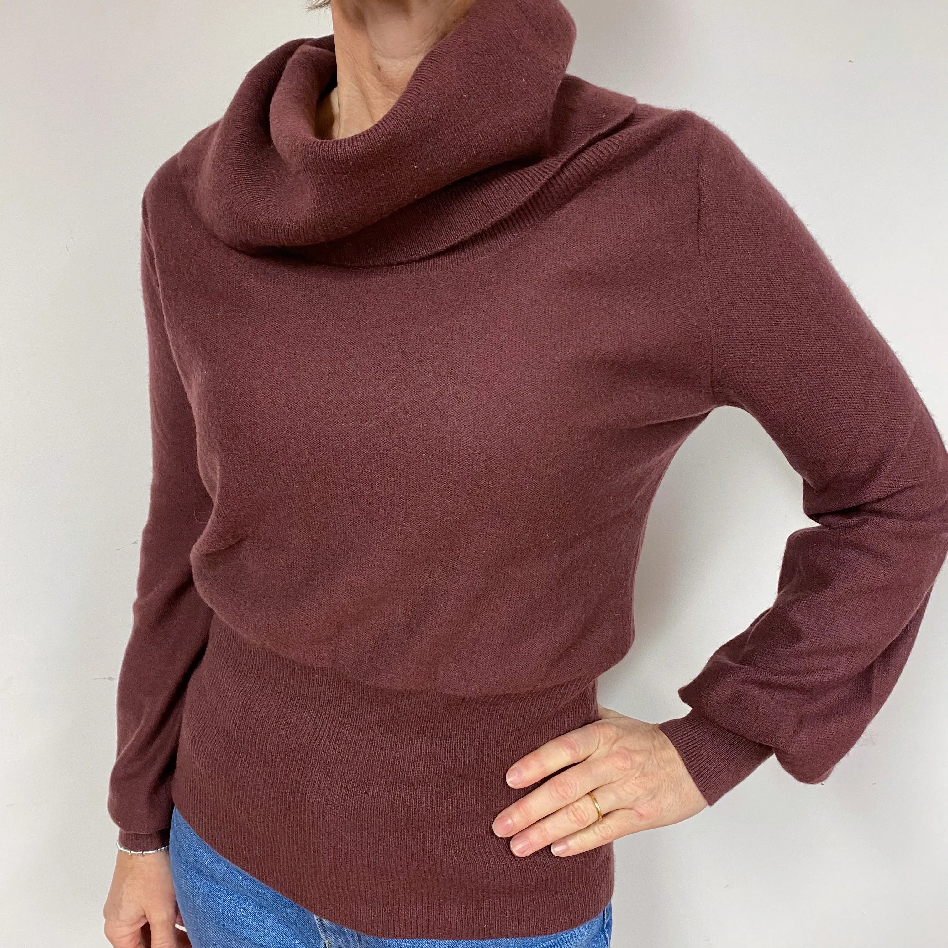 Patagonia Maroon Brown Cashmere Cowl Neck Jumper Medium