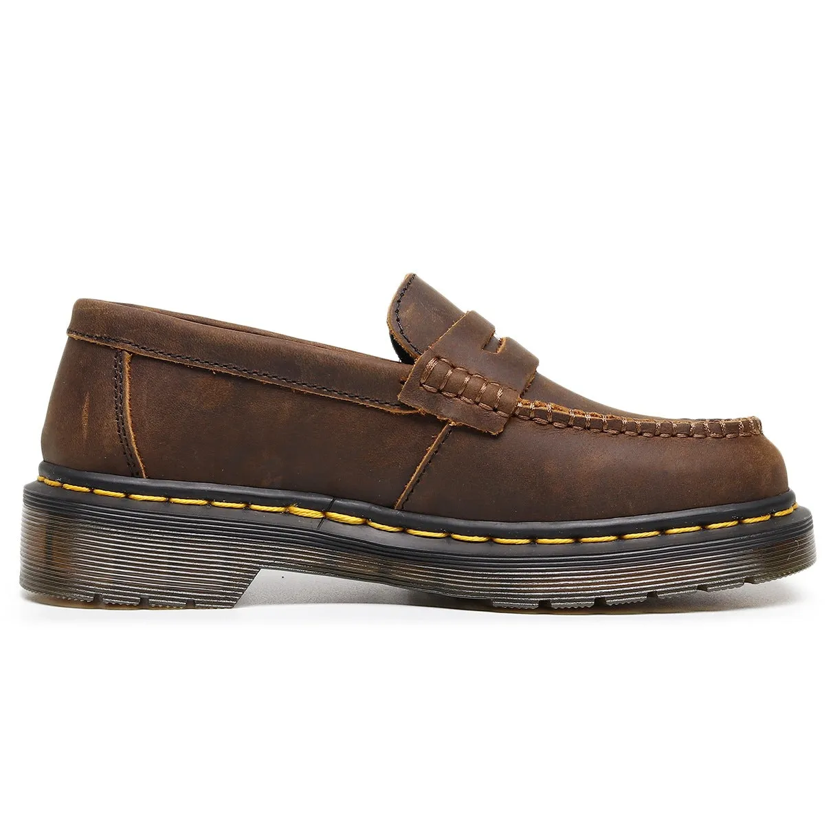 PEOPLETERRITORY Aberdeen first-layer loafer shoes fashion women's commuter leather low-top small leather shoes Crazy horse brown fashion student leisure
