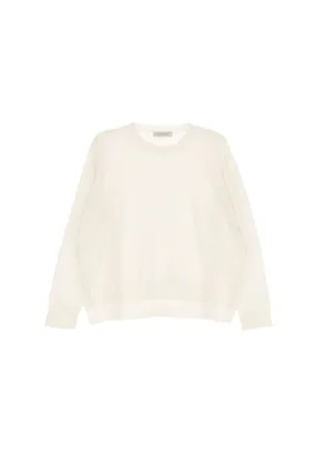 Please cream asymmetrical bottom hem pullover