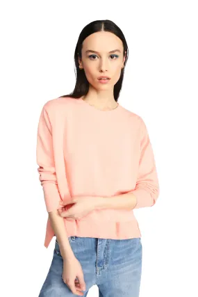 Please peach asymmetrical bottom hem pullover