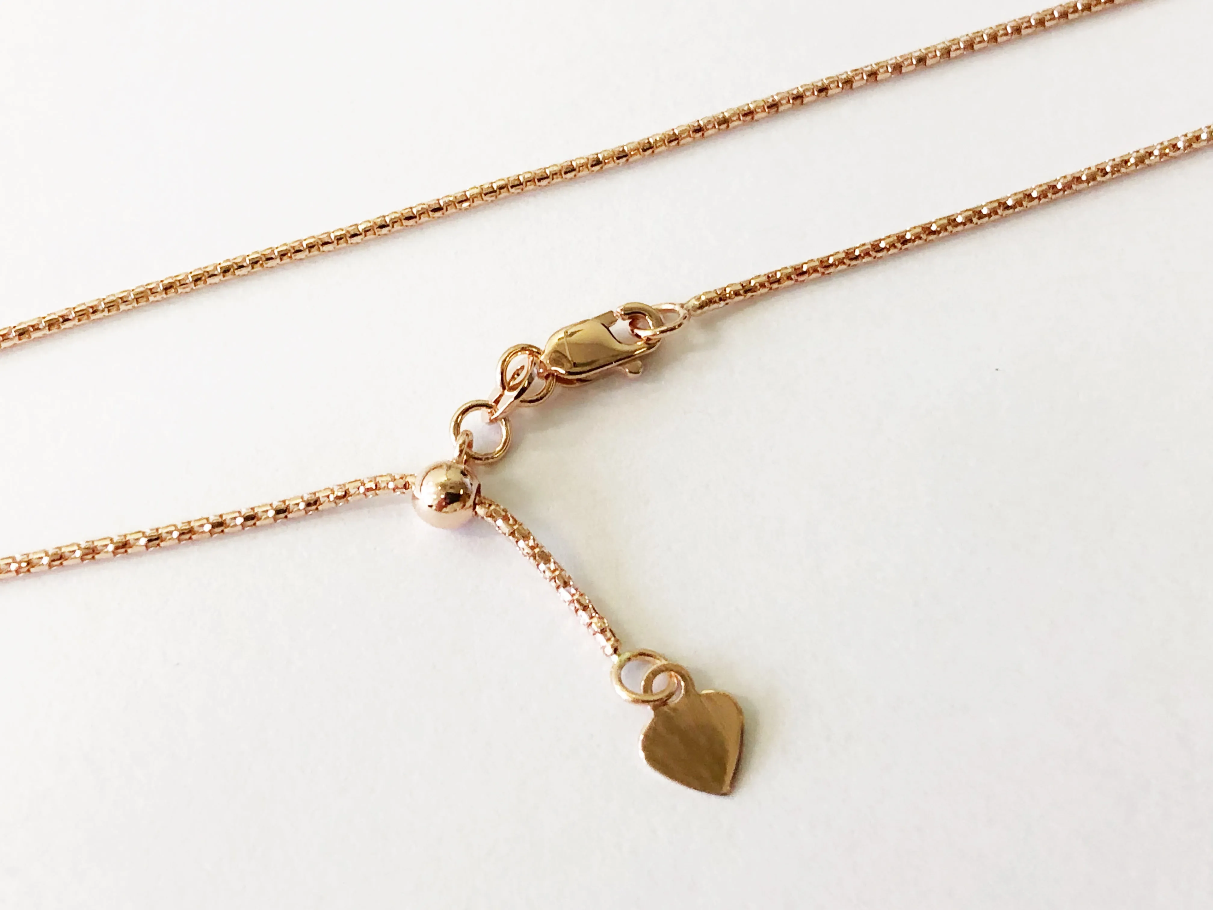 Popcorn Chain 14K Solid Rose Gold, 22" - 1.3mm, ADJUSTABLE Necklace up to 22", Pendant Chain, Layering Chain, Genuine 14K Gold, For Women