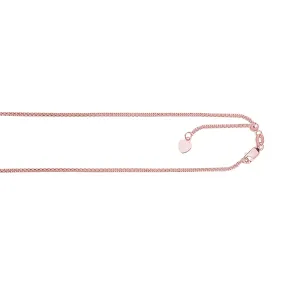 Popcorn Chain 14K Solid Rose Gold, 22" - 1.3mm, ADJUSTABLE Necklace up to 22", Pendant Chain, Layering Chain, Genuine 14K Gold, For Women
