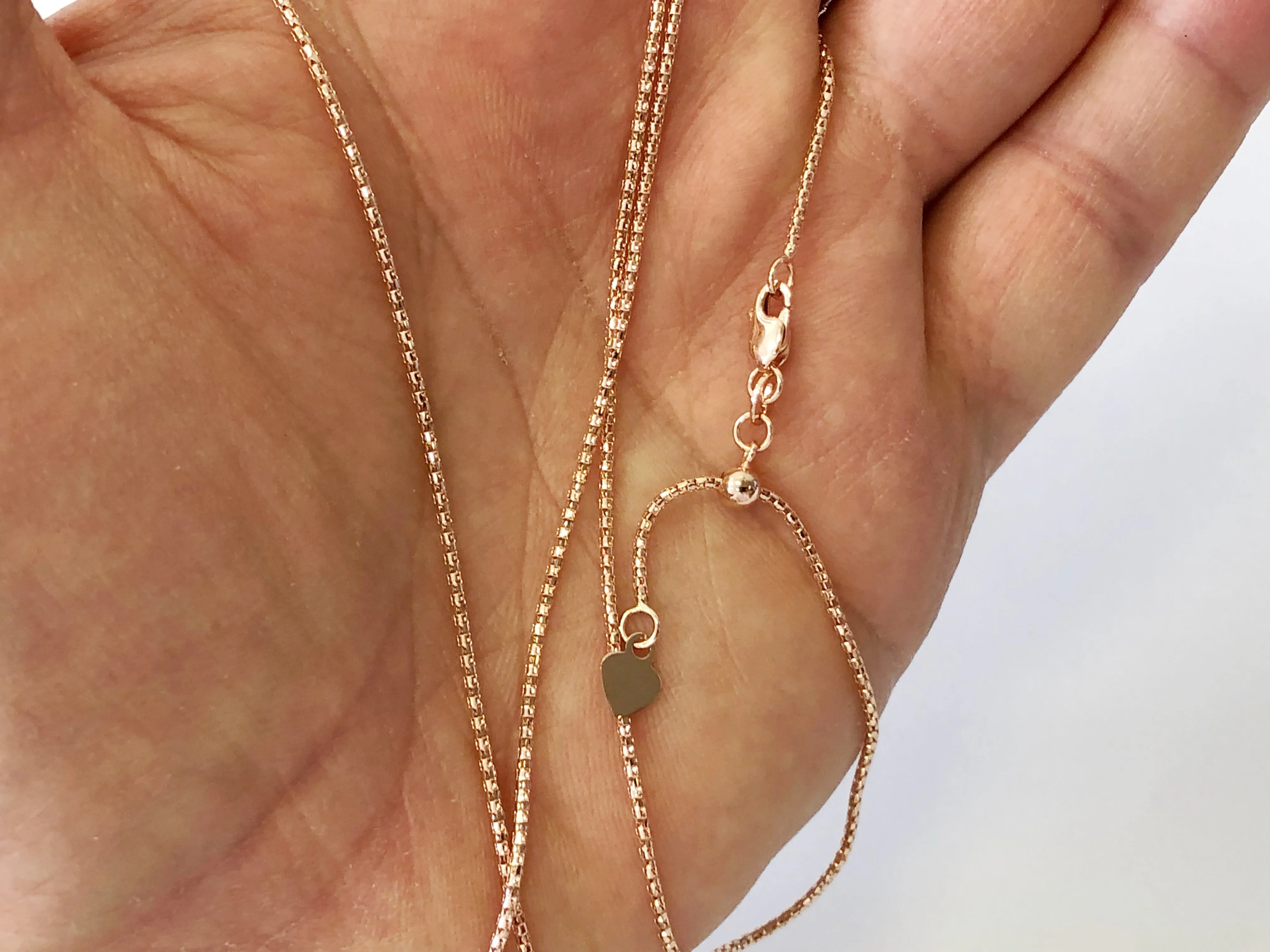 Popcorn Chain 14K Solid Rose Gold, 22" - 1.3mm, ADJUSTABLE Necklace up to 22", Pendant Chain, Layering Chain, Genuine 14K Gold, For Women