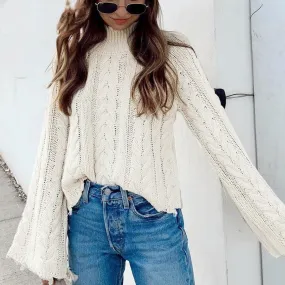 Pullover Flared Sleeve Top
