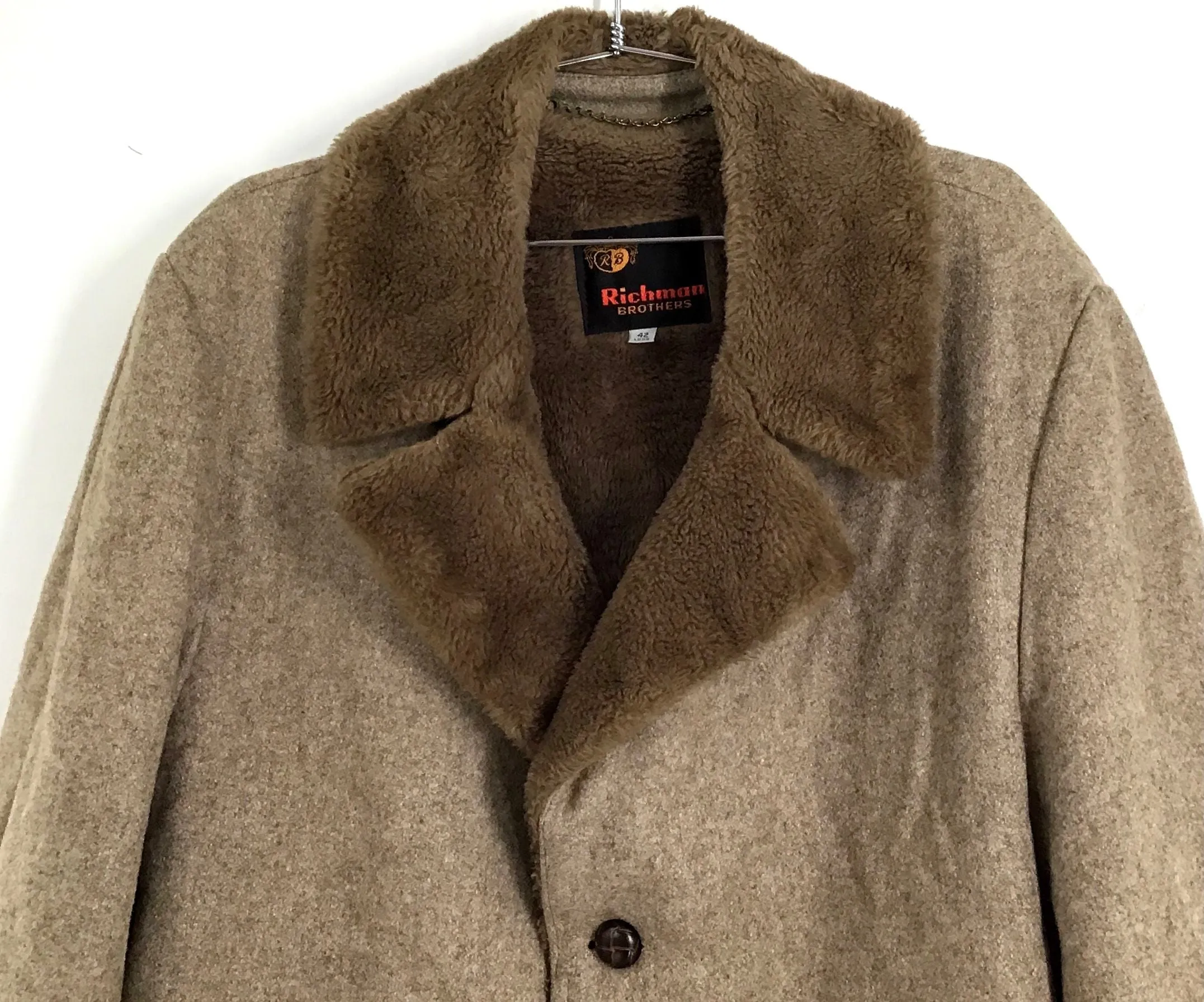 Richman Brothers Men's Tan Overcoat - Size 42L