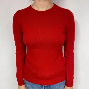 Scarlet Red Cashmere Crew Neck Jumper Small