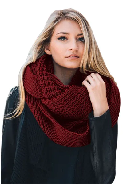 Sexy Burgundy Cable Knit Chunky Scarf