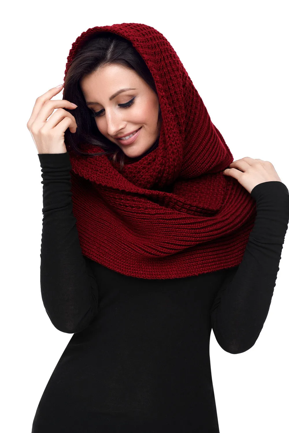 Sexy Burgundy Cable Knit Chunky Scarf